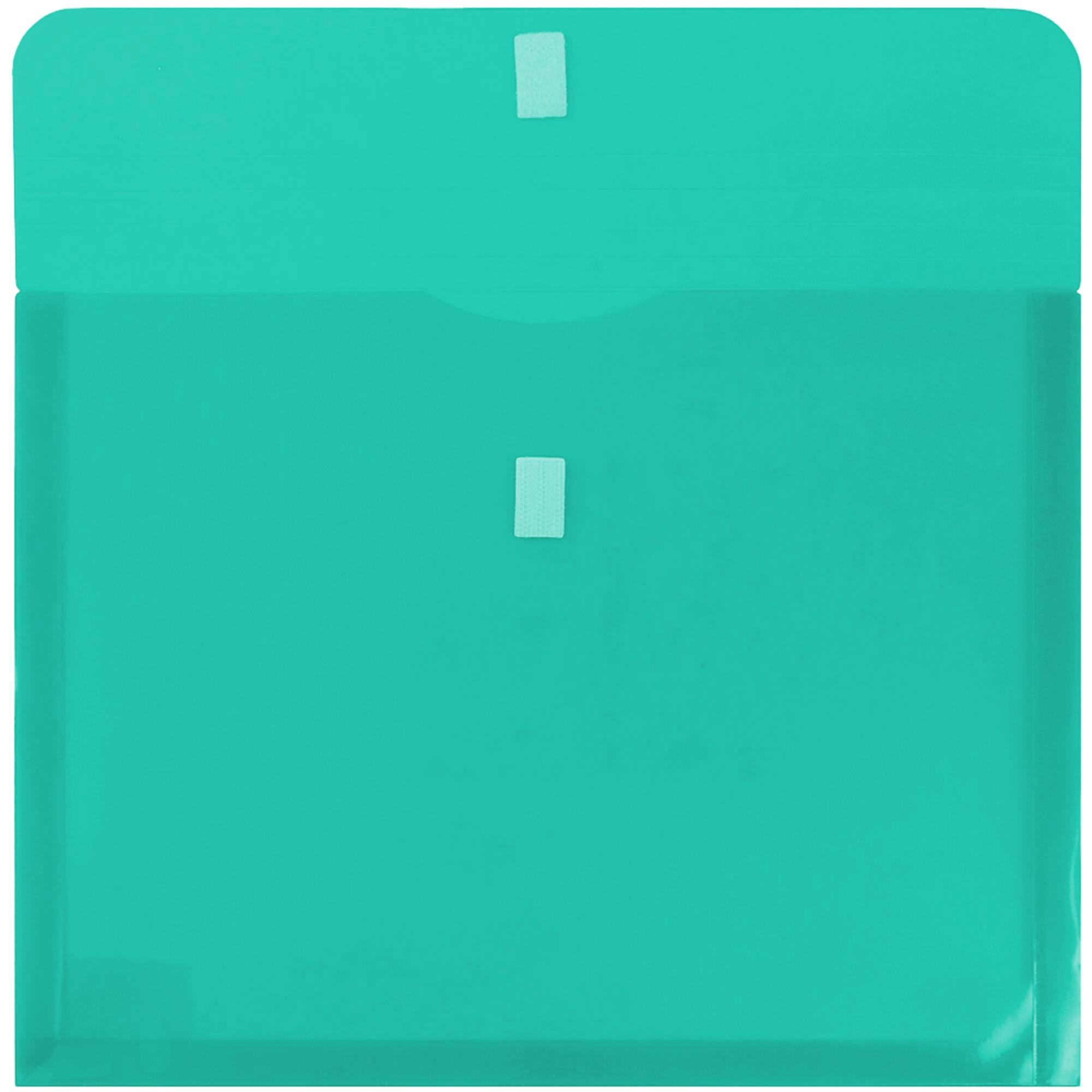 JAM Paper 8.625" x 11.5" Teal Plastic Expansion Hook & Loop Closure Envelopes, 12ct.